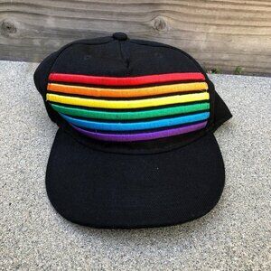 NEW CAP Rainbow Embroidered LBGTQ Snapback Hat Adult Black Cap Embroidered​​​​